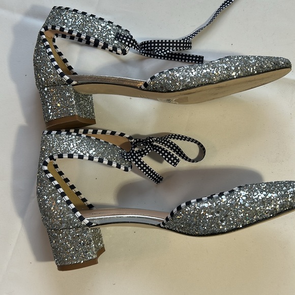 J.Crew Silver Glitter Sparkle kitten Heel Yie Shoes Size 8-EUC - Picture 4 of 8